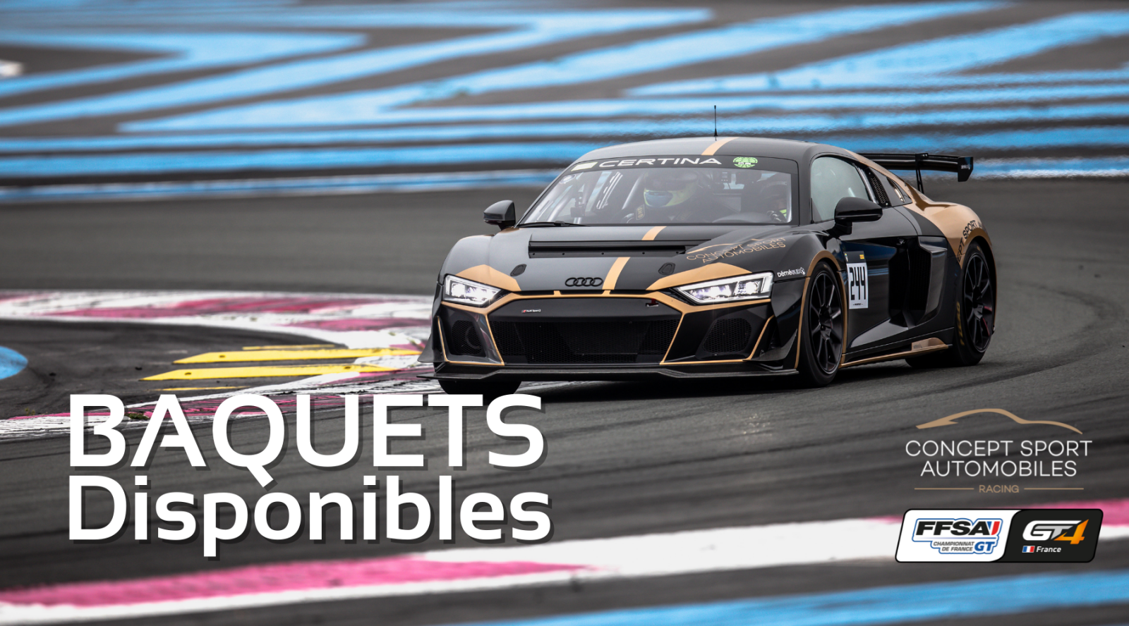 Baquets disponibles sur les Audi R8 LMS GT4 de Concept Sport Automobiles Racing