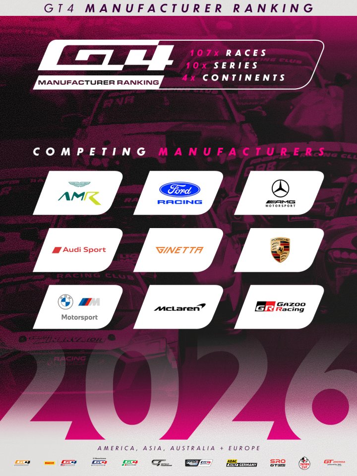CLASSEMENT DES CONSTRUCTEURS GT4 : une saison marathon s&rsquo;annonce pour neuf marques avec l&rsquo;arriv&eacute;e de Ginetta dans la comp&eacute;tition mondiale