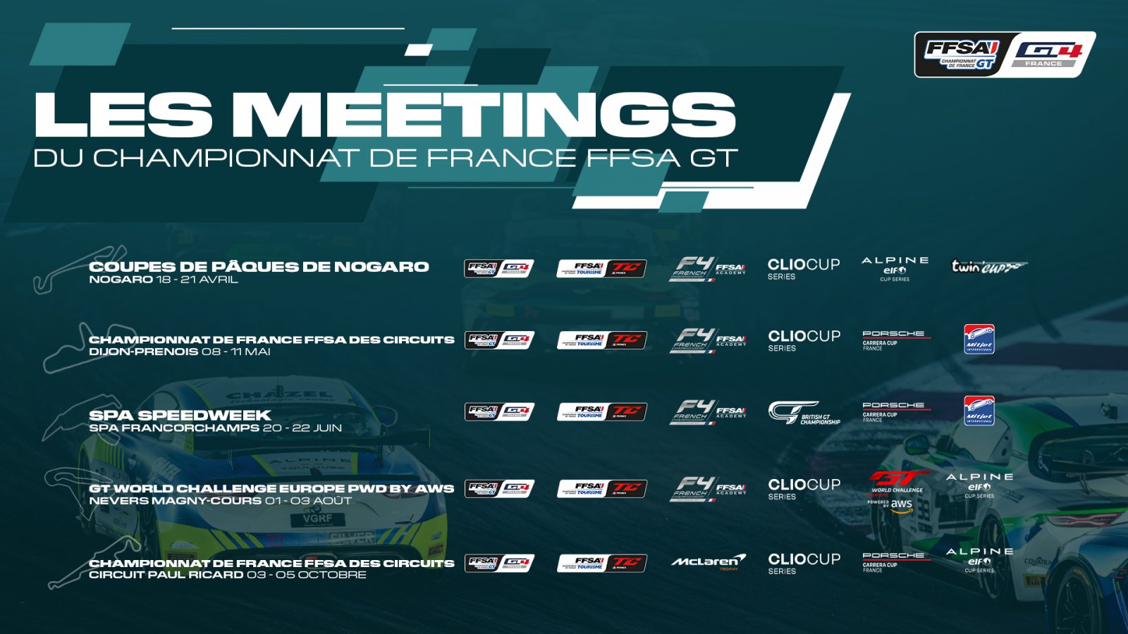 Les meetings du Championnat de France FFSA GT 2025 affichent complet