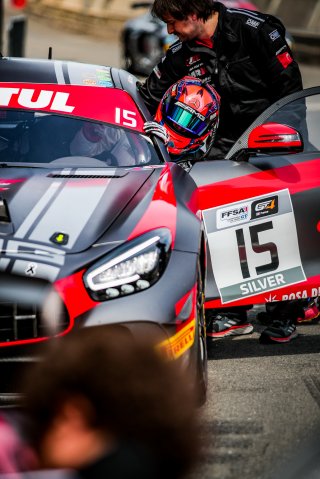 #15 NM Racing Team Lluc Ibanez Ruben Del Sarte Mercedes-AMG GT4 SILVER, Free Practice 1, GT4, Pitlane
 | SRO / TWENTY-ONE CREATION - Jules Benichou